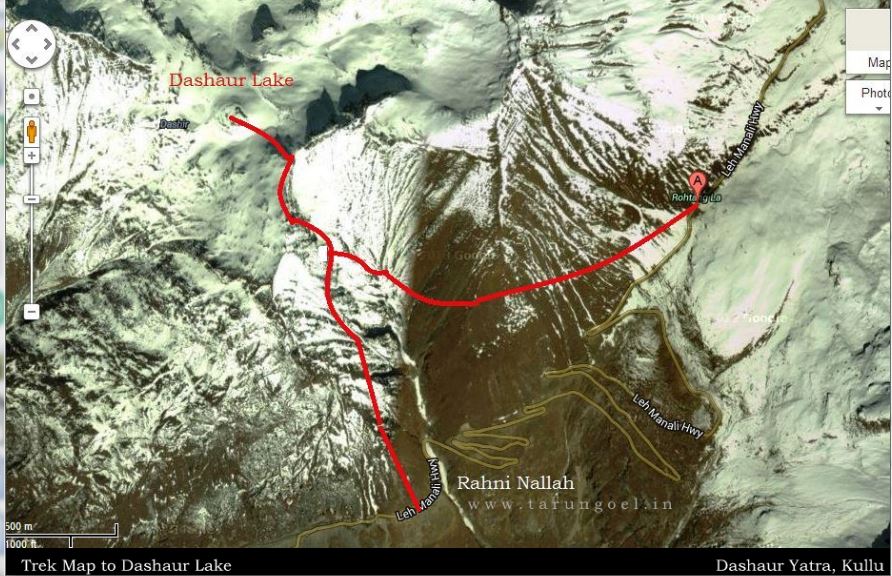 Trek Map to Dashaur Lake