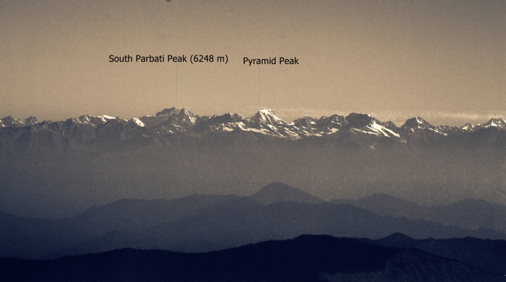 South Parbati and Pyramid Peak seen from Churdhar